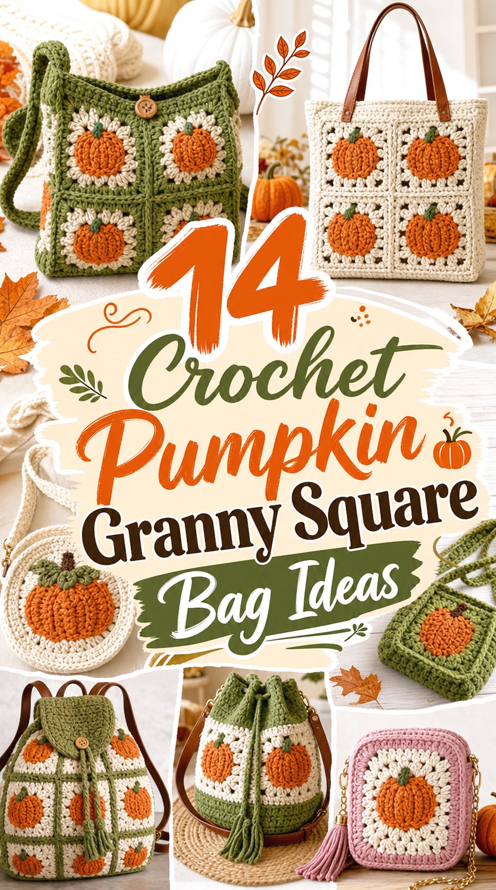 Crochet Pumpkin Granny Square Bag Ideas