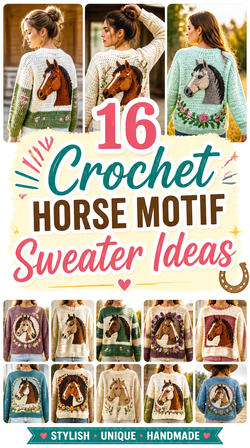 Crochet Horse Motif Sweater Ideas
