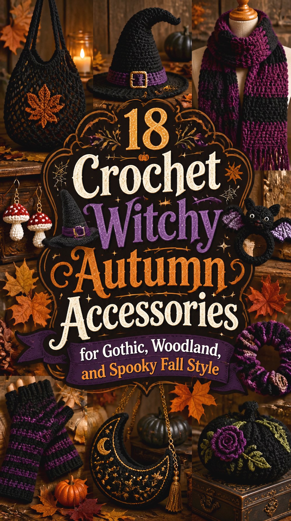 Crochet Witchy Autumn Accessories for Gothic, Woodland, and Spooky Fall Style