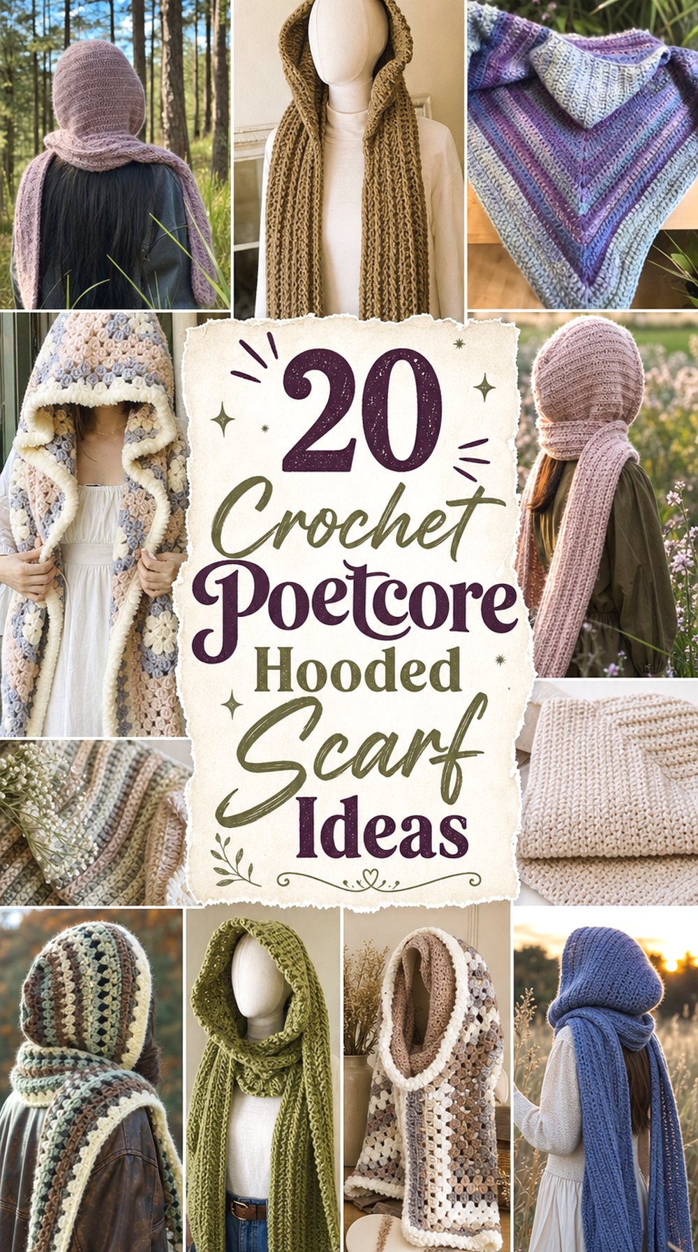 Crochet Poetcore Hooded Scarf Ideas
