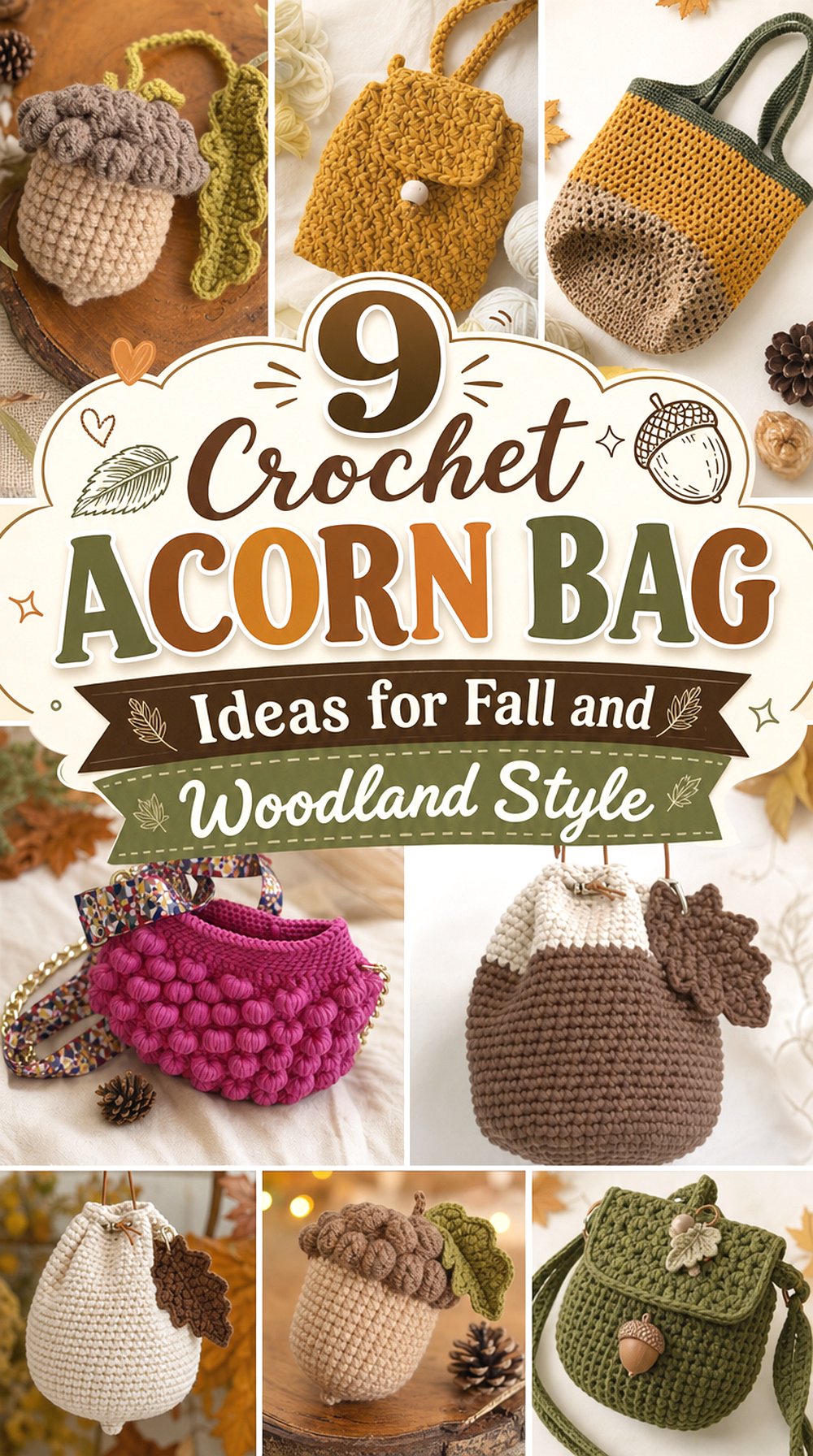 Crochet Acorn Bag Ideas for Fall and Woodland Style
