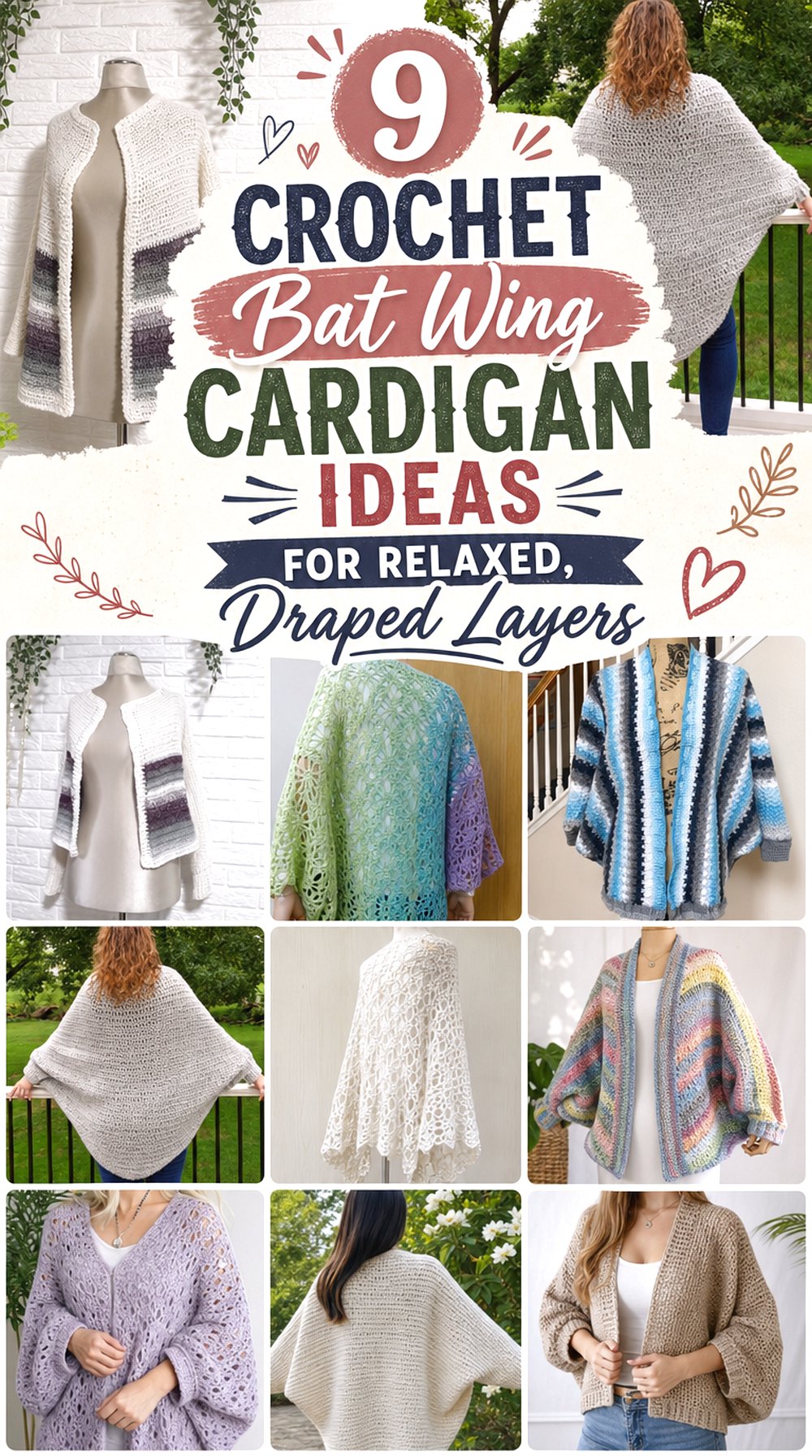 Crochet Bat Wing Cardigan Ideas for Relaxed Draped Layers