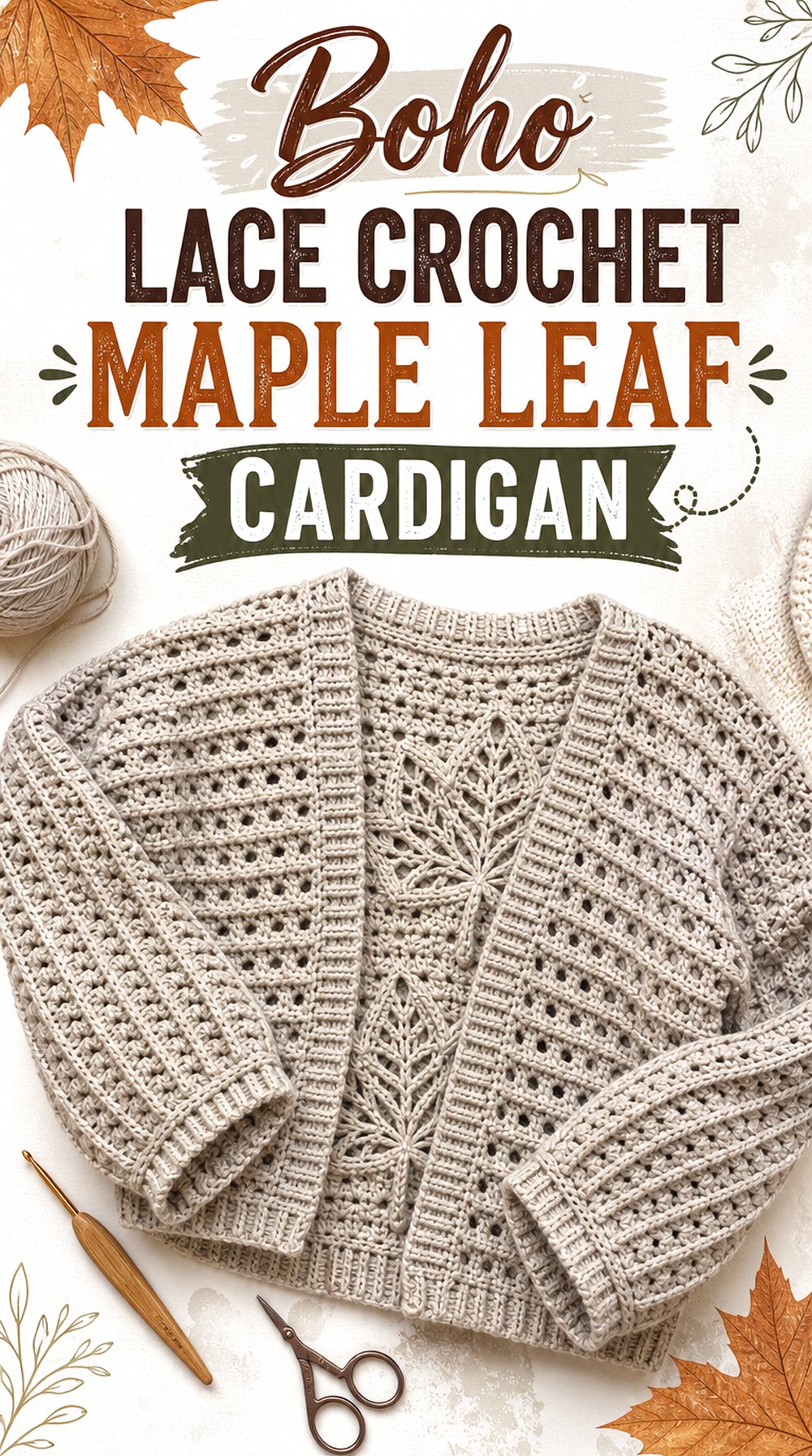 Boho Lace Crochet Maple Leaf Cardigan