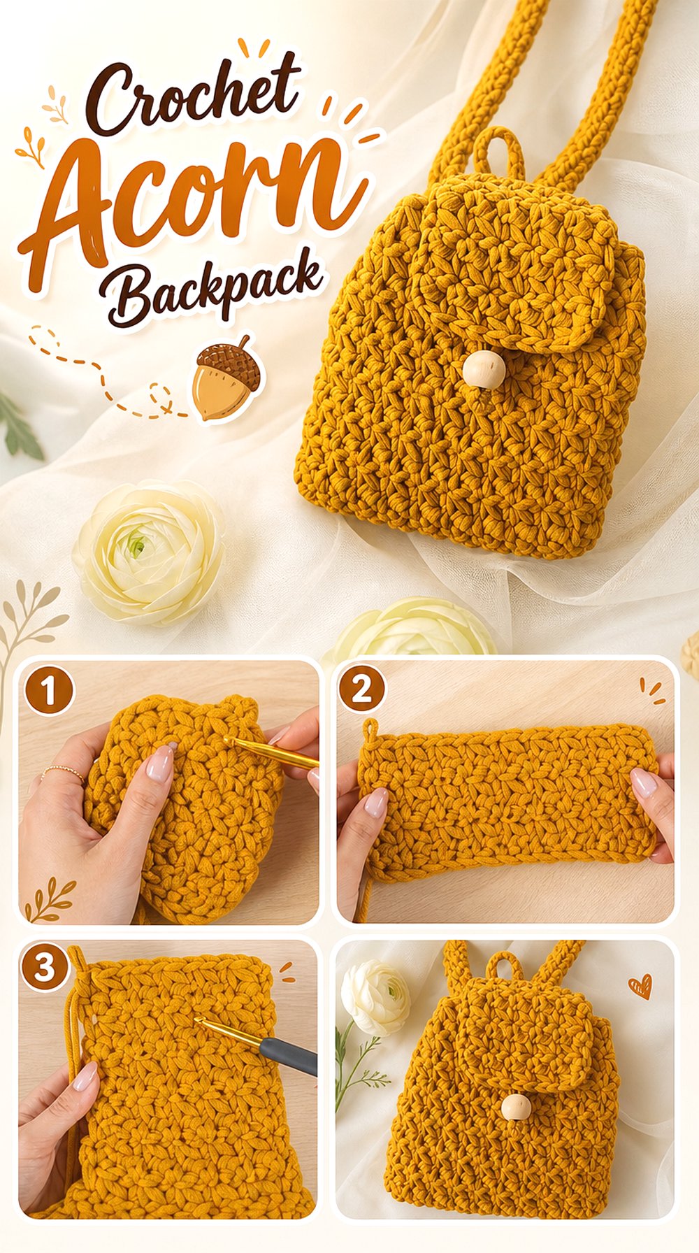 Crochet Acorn Backpack