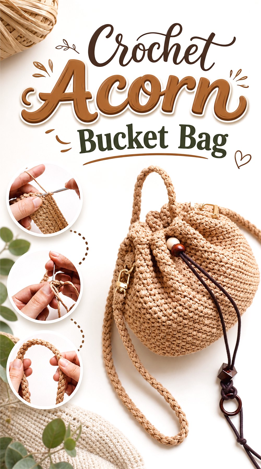Crochet Acorn Bucket Bag