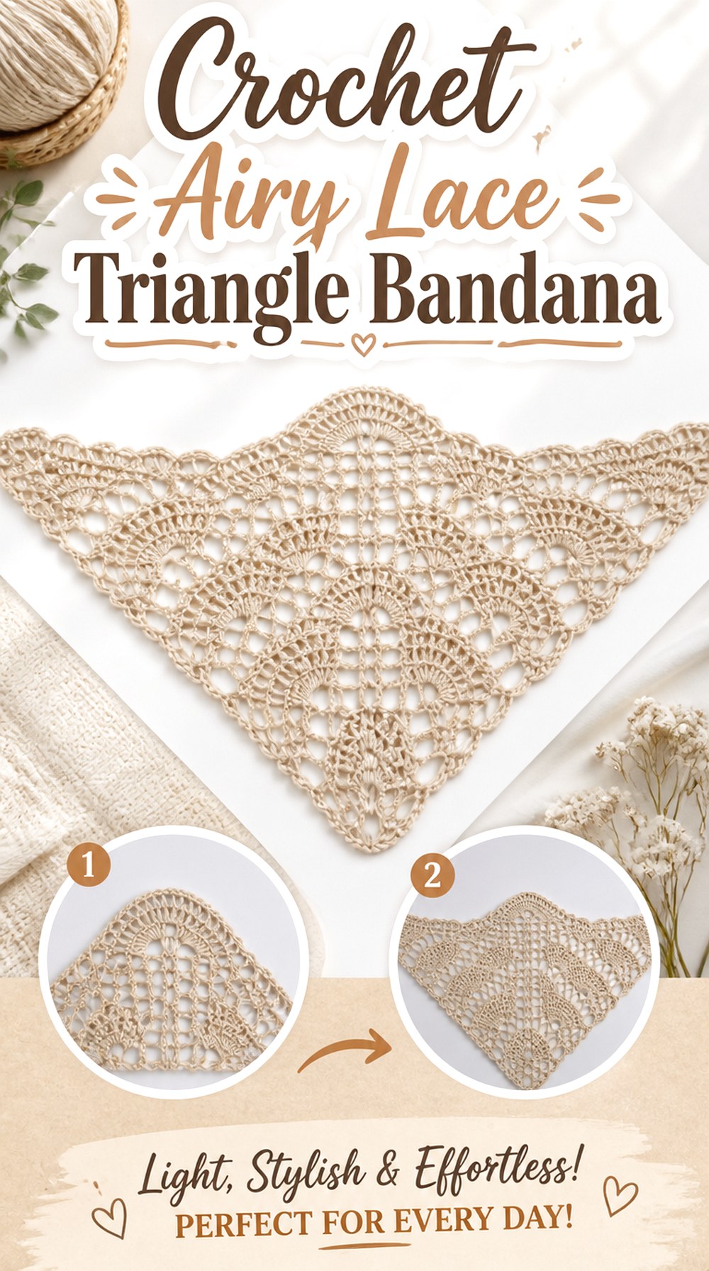 Crochet Airy Lace Triangle Bandana