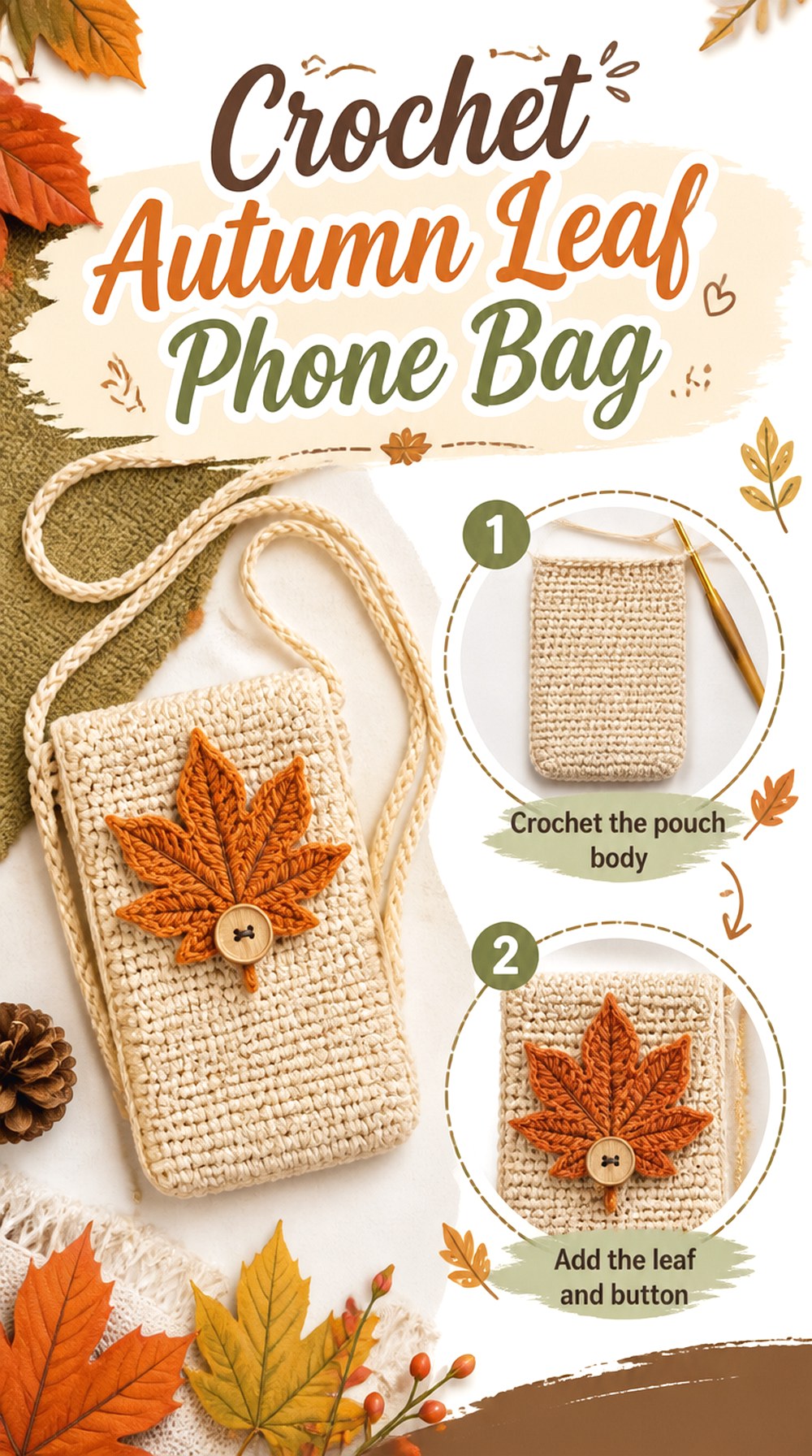 Crochet Autumn Leaf Phone Bag