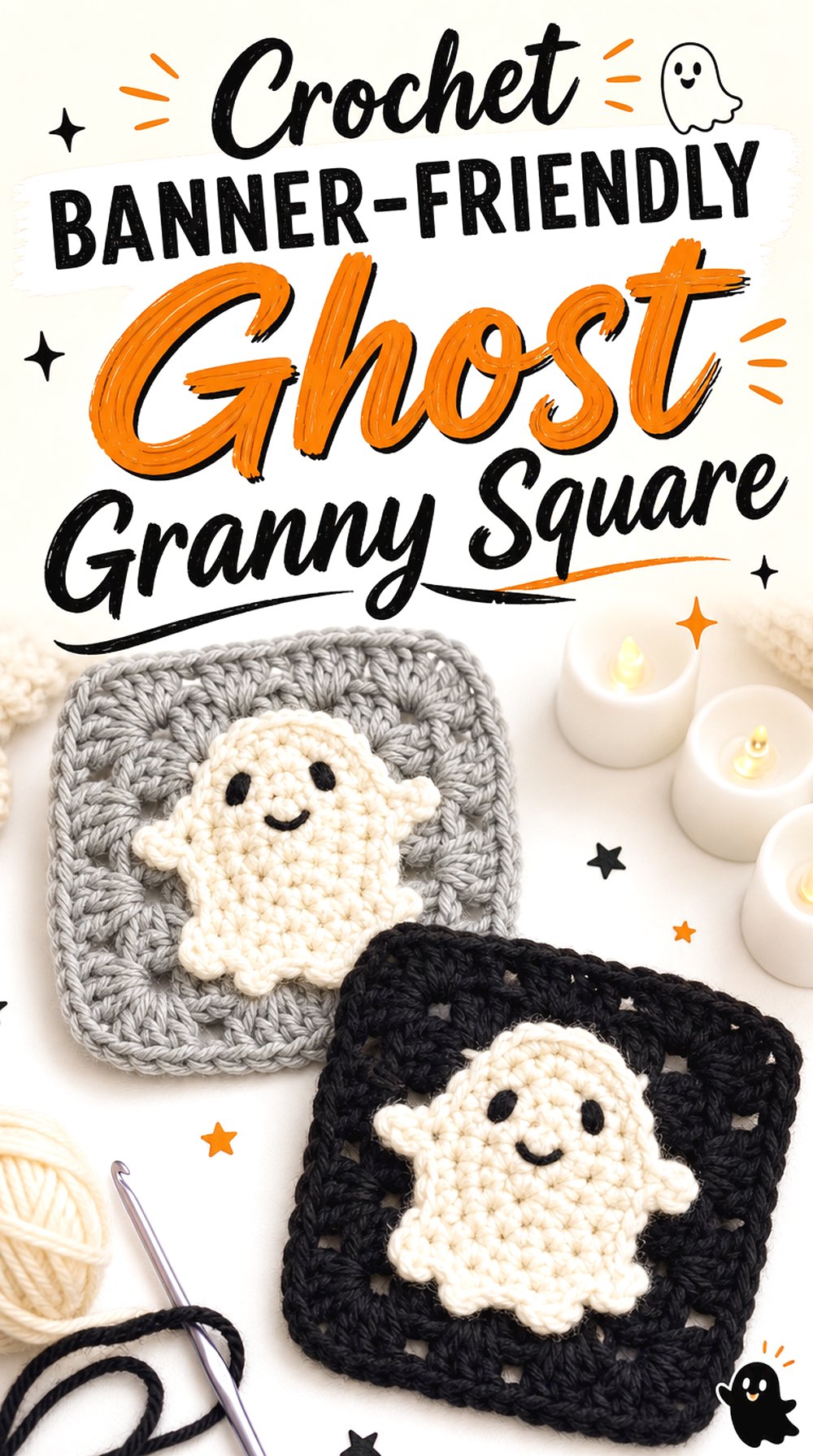 Crochet Banner Friendly Ghost Granny Square