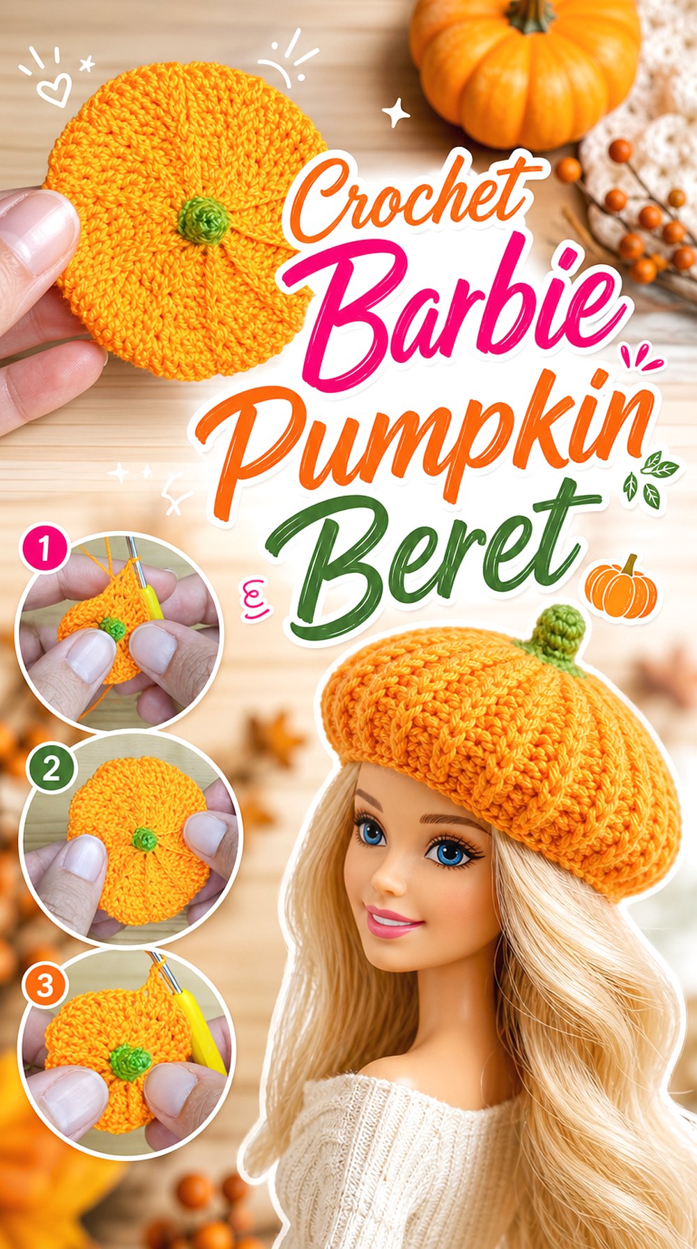 Crochet Barbie Pumpkin Beret