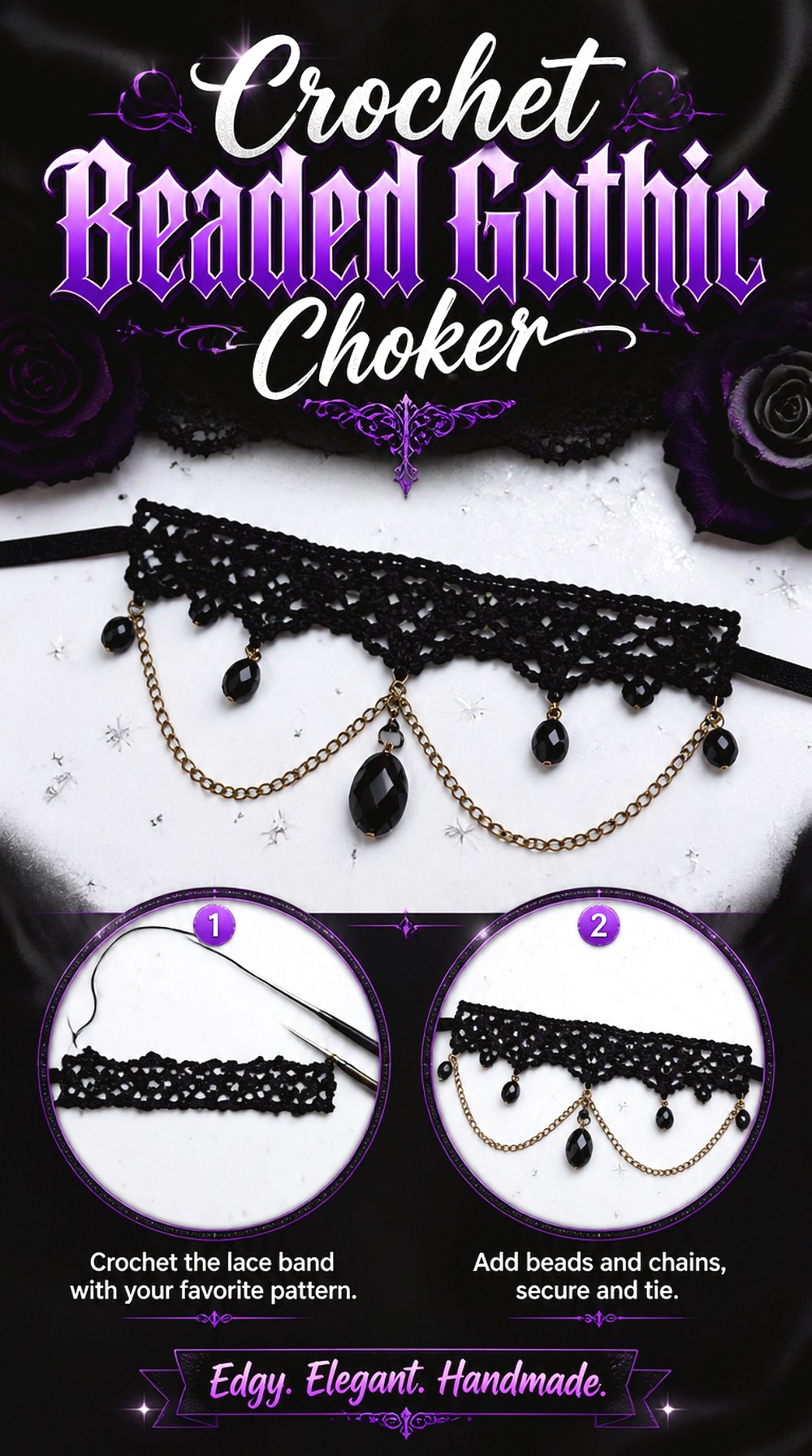 Crochet Beaded Gothic Choker