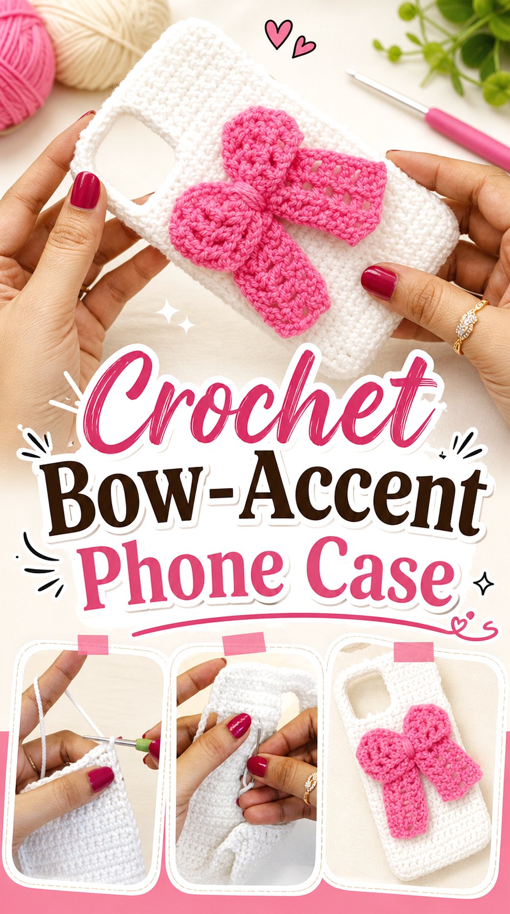Crochet Bow Accent Phone Case