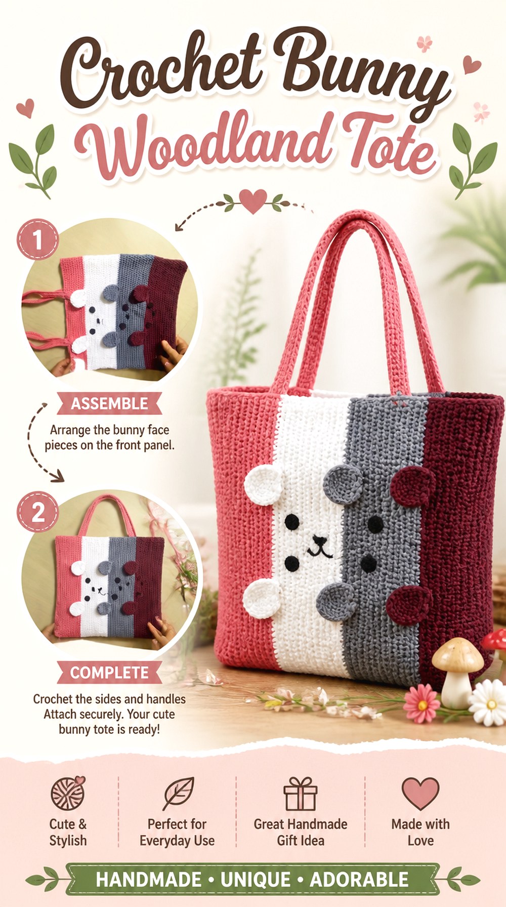 Crochet Bunny Woodland Tote