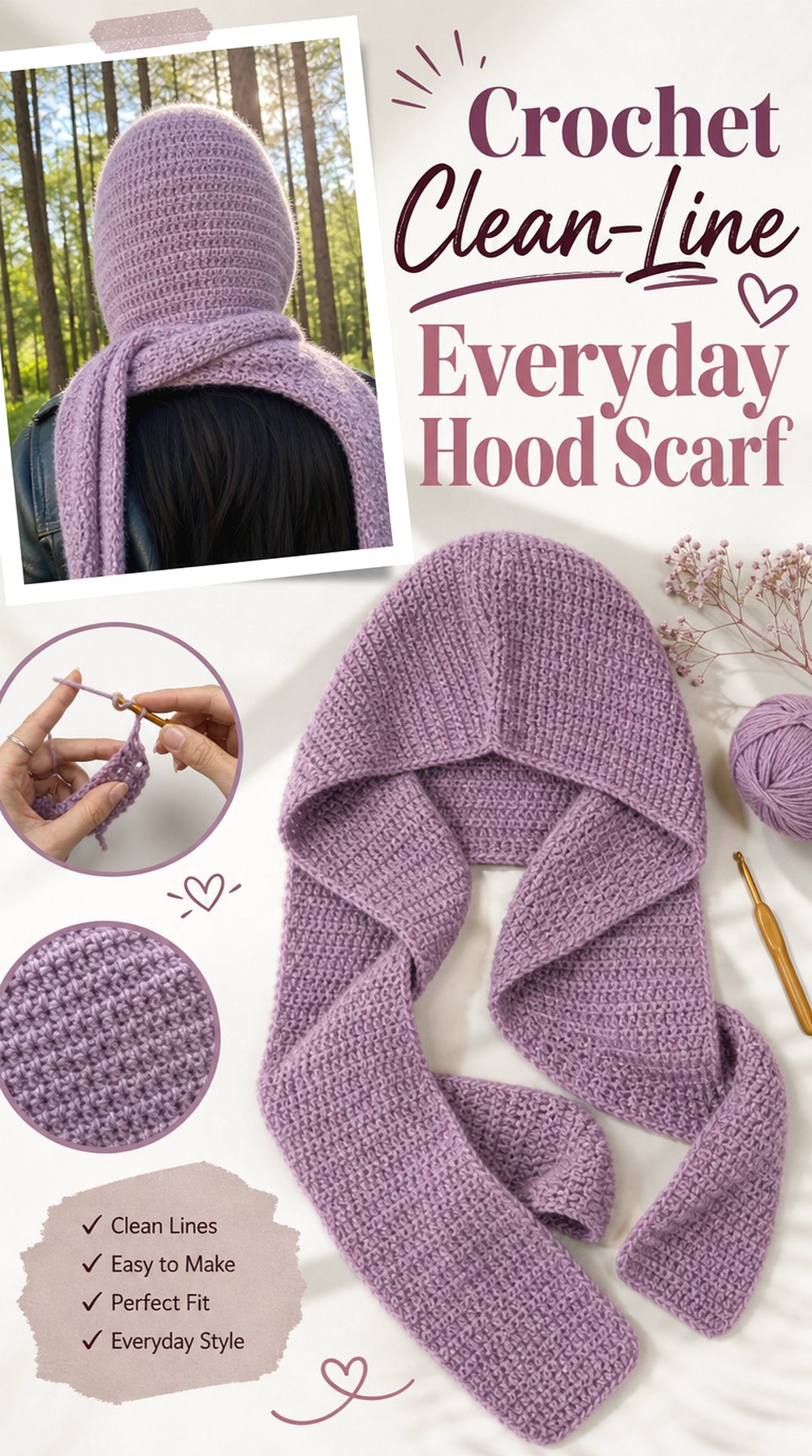 Crochet Clean Line Everyday Hood Scarf