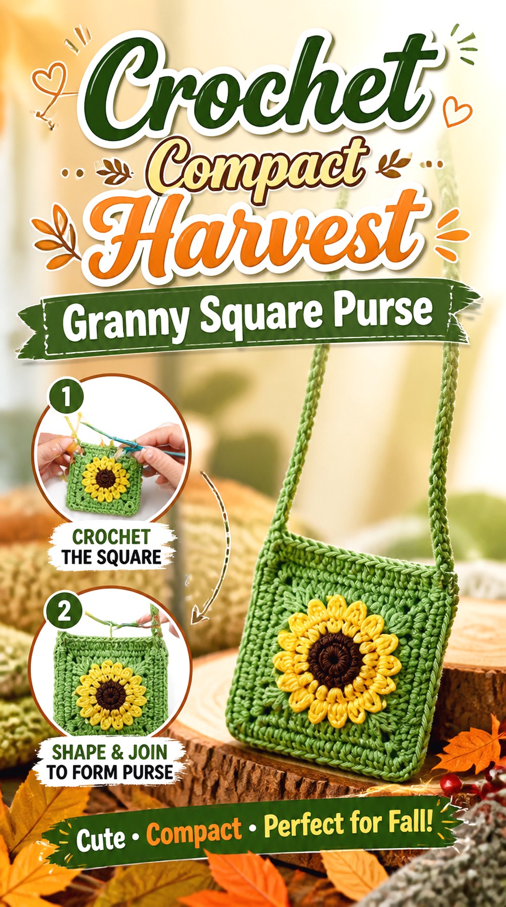 Crochet Compact Harvest Granny Square Purse