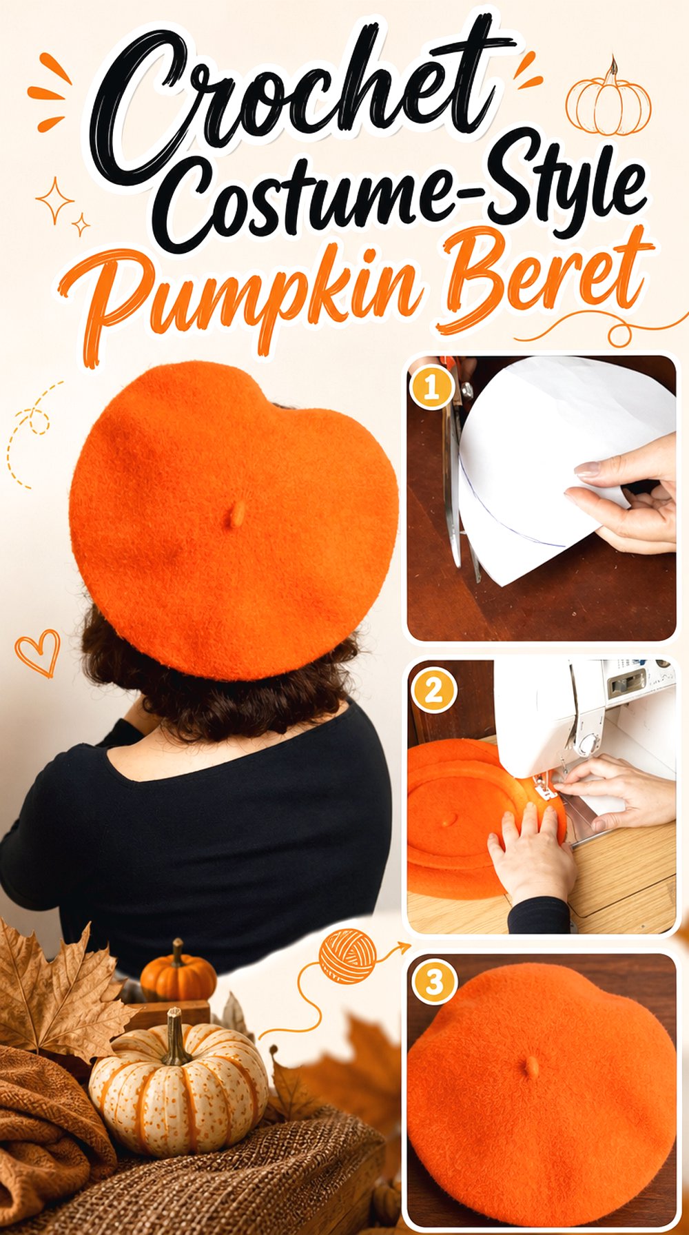 Crochet Costume Style Pumpkin Beret