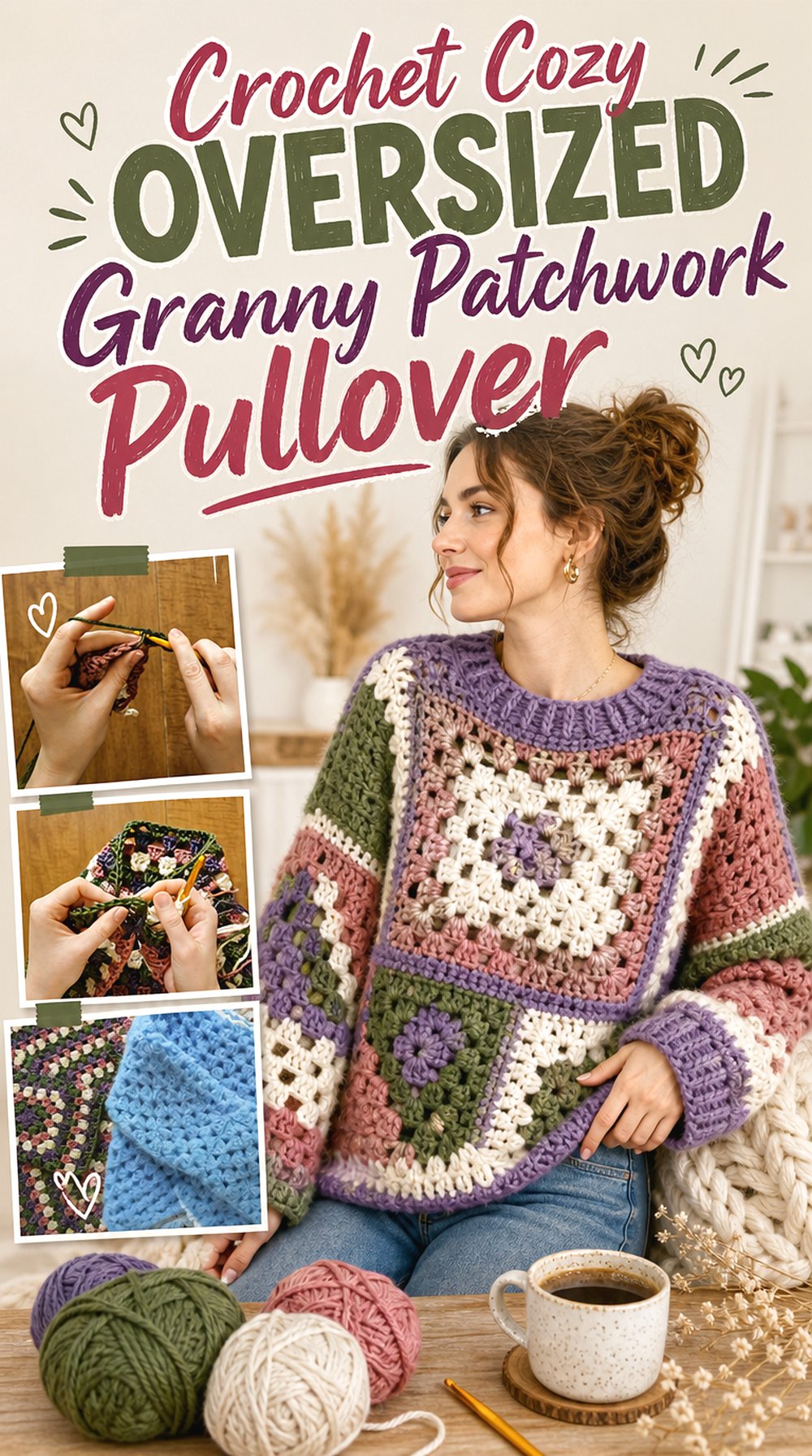 Crochet Cozy Oversized Granny Patchwork Pullover