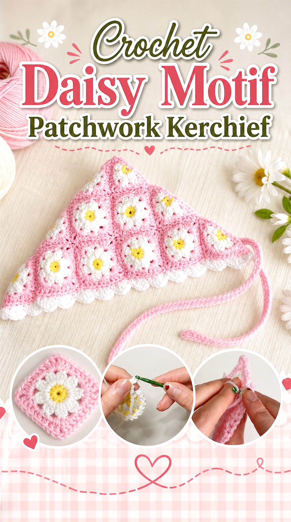 Crochet Daisy Motif Patchwork Kerchief