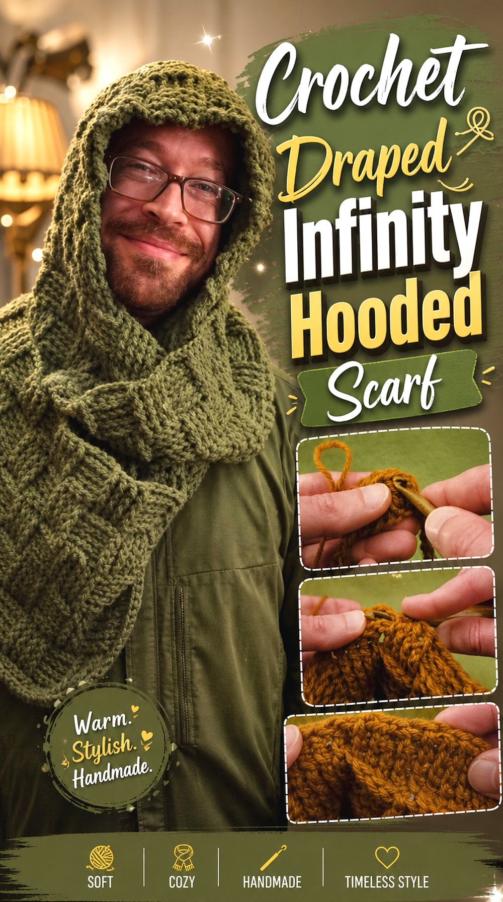 Crochet Draped Infinity Hooded Scarf