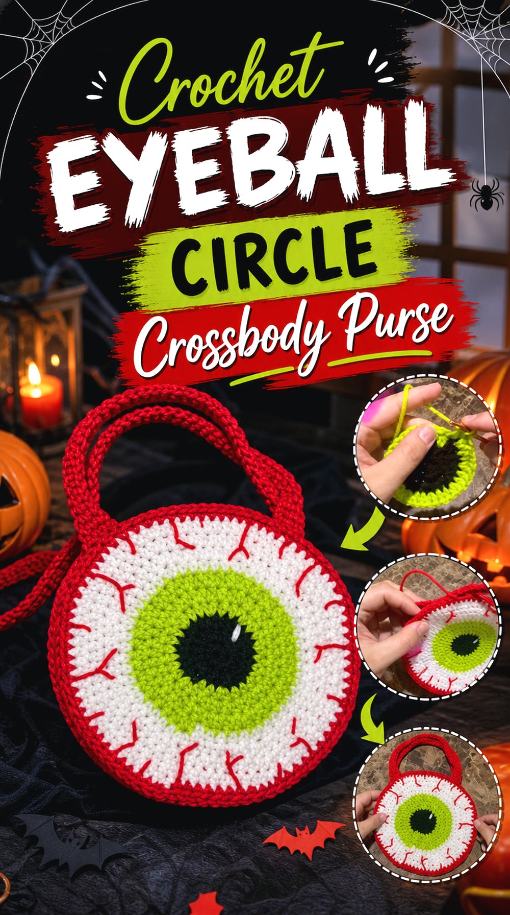Crochet Eyeball Circle Crossbody Purse