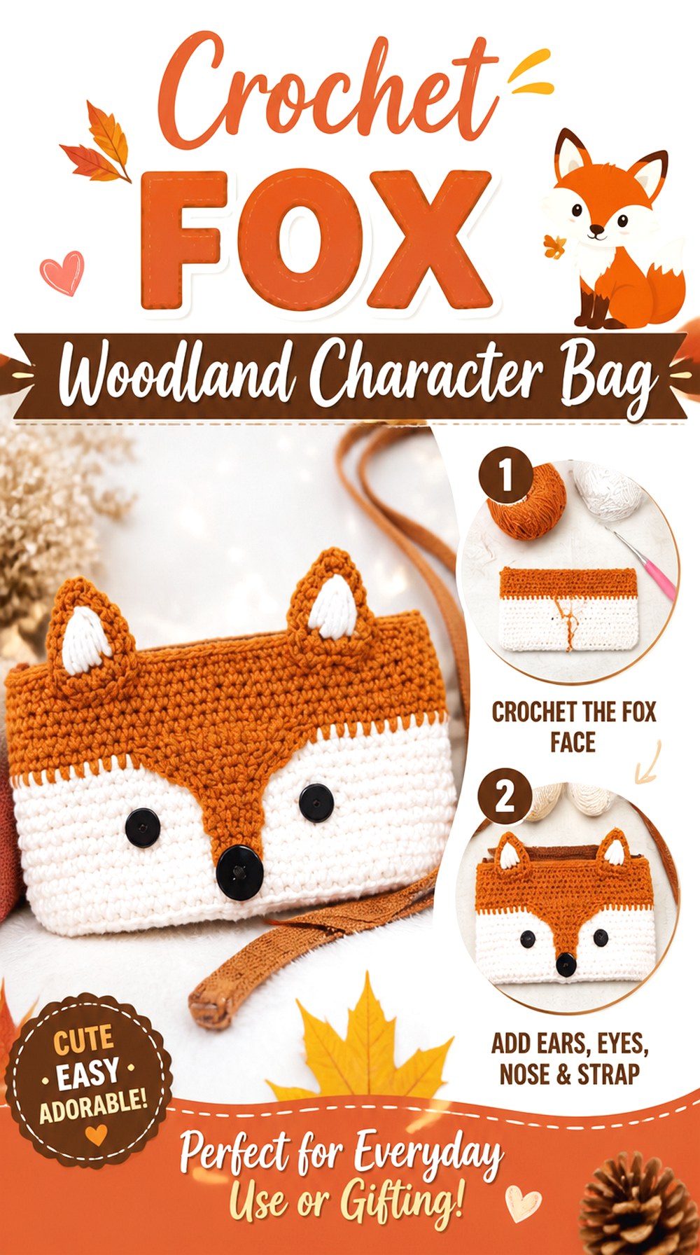 Crochet Fox Woodland Character Bag