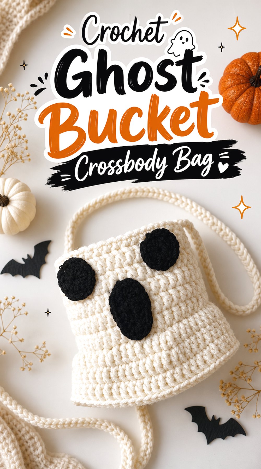 Crochet Ghost Bucket Crossbody Bag