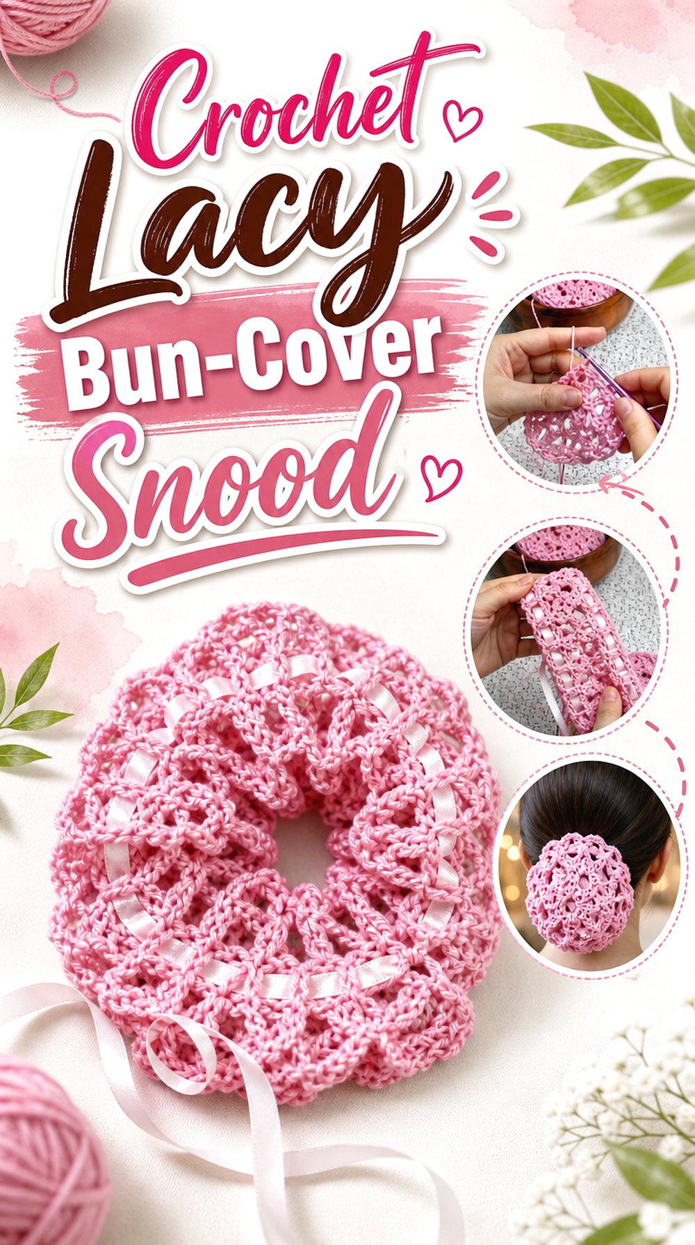 Crochet Lacy Bun Cover Snood