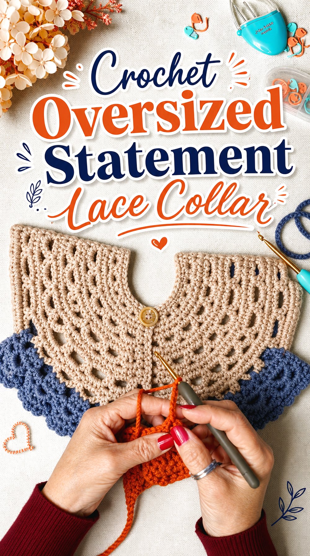 Crochet Oversized Statement Lace Collar