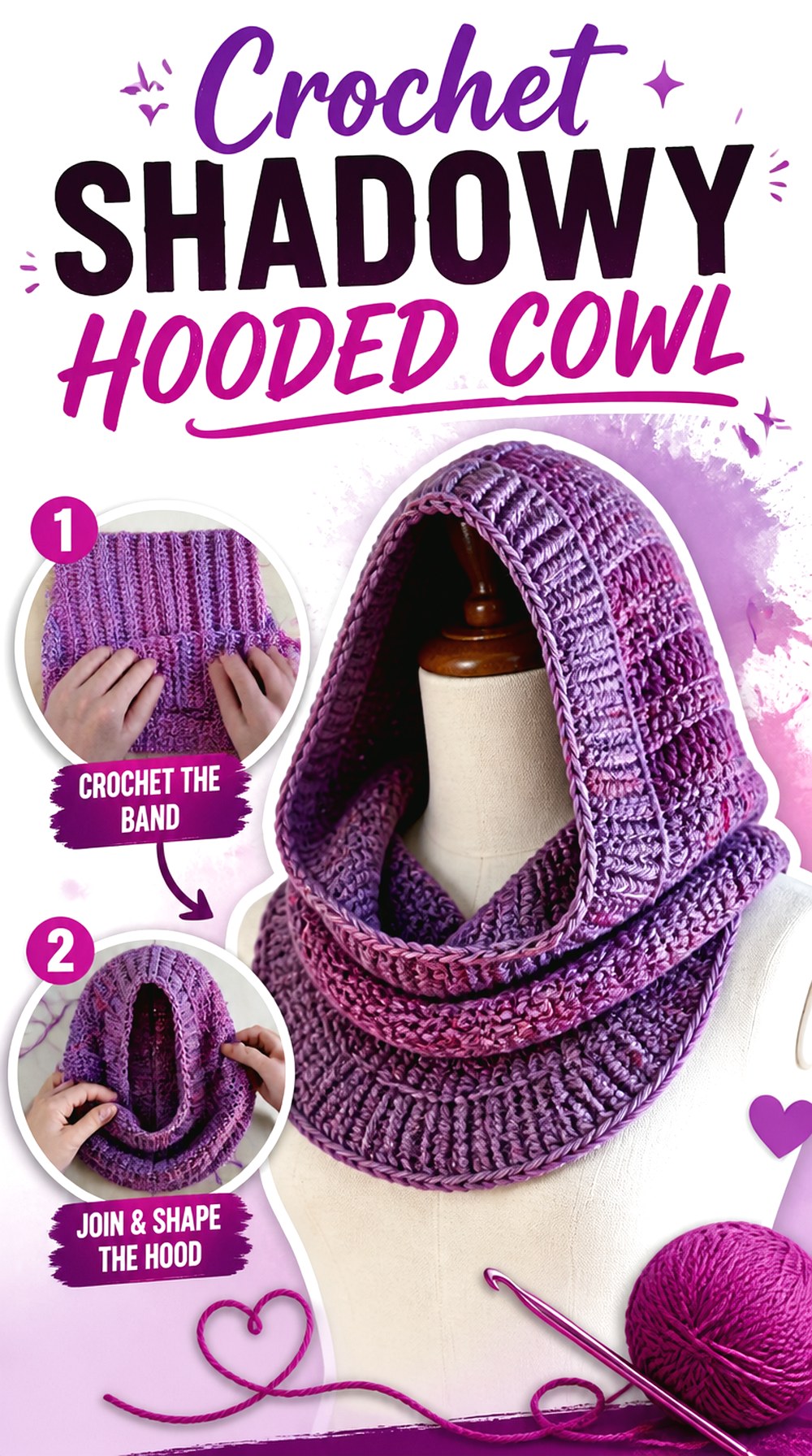 Crochet Shadowy Hooded Cowl