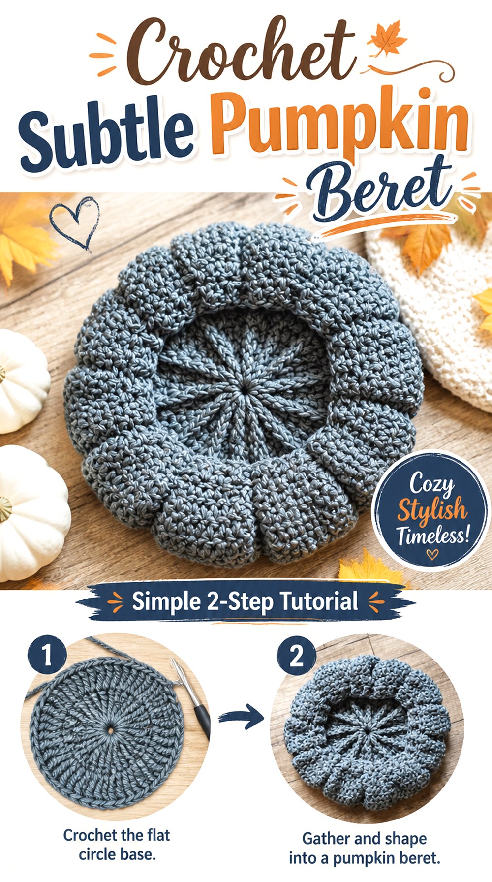 Crochet Subtle Pumpkin Beret
