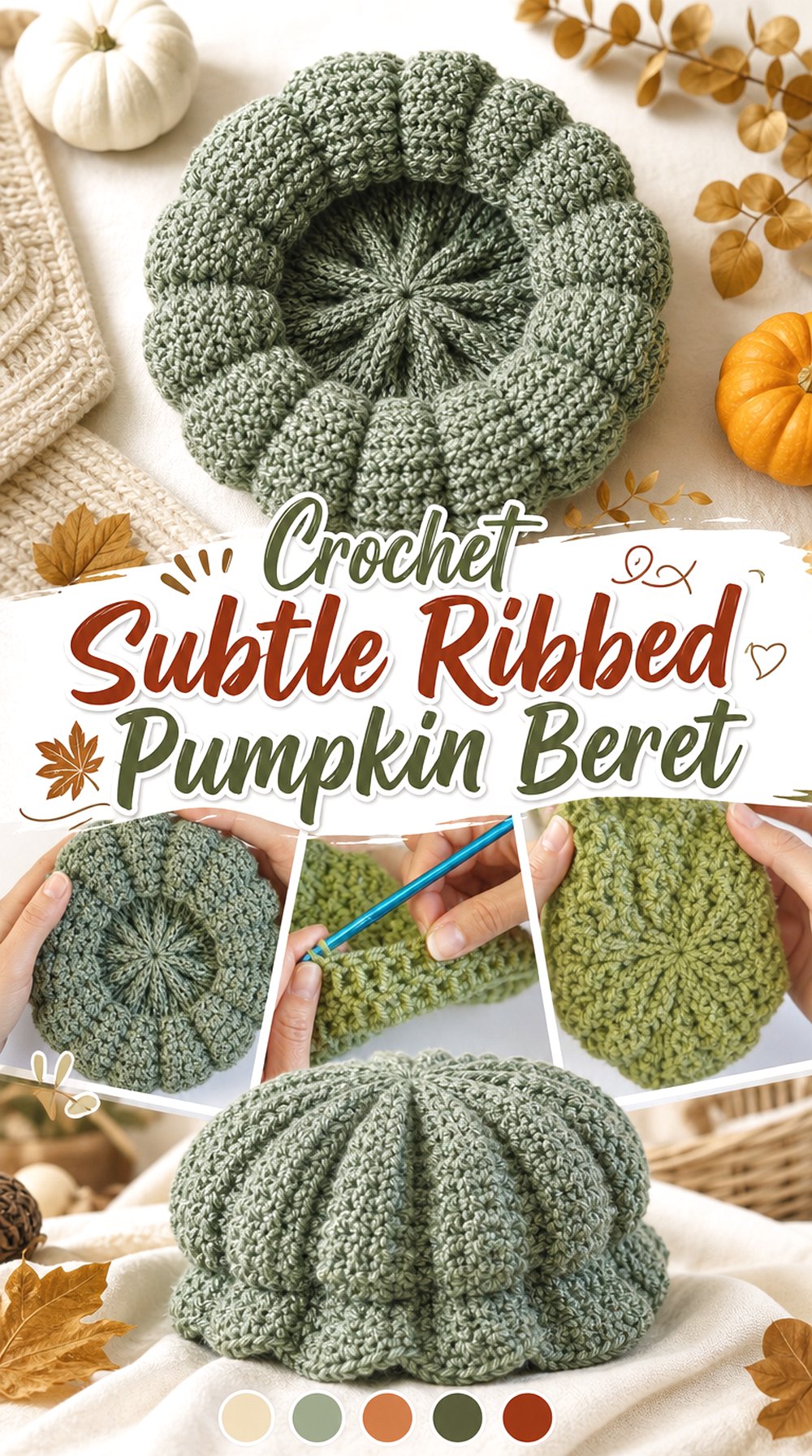 Crochet Subtle Ribbed Pumpkin Beret