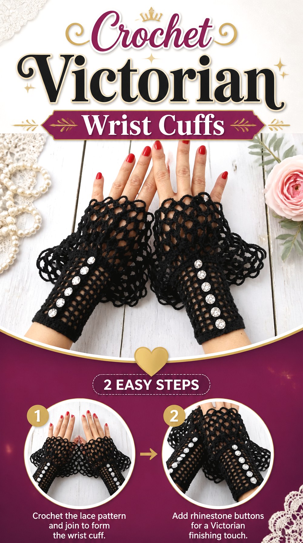 Crochet Victorian Wrist Cuffs