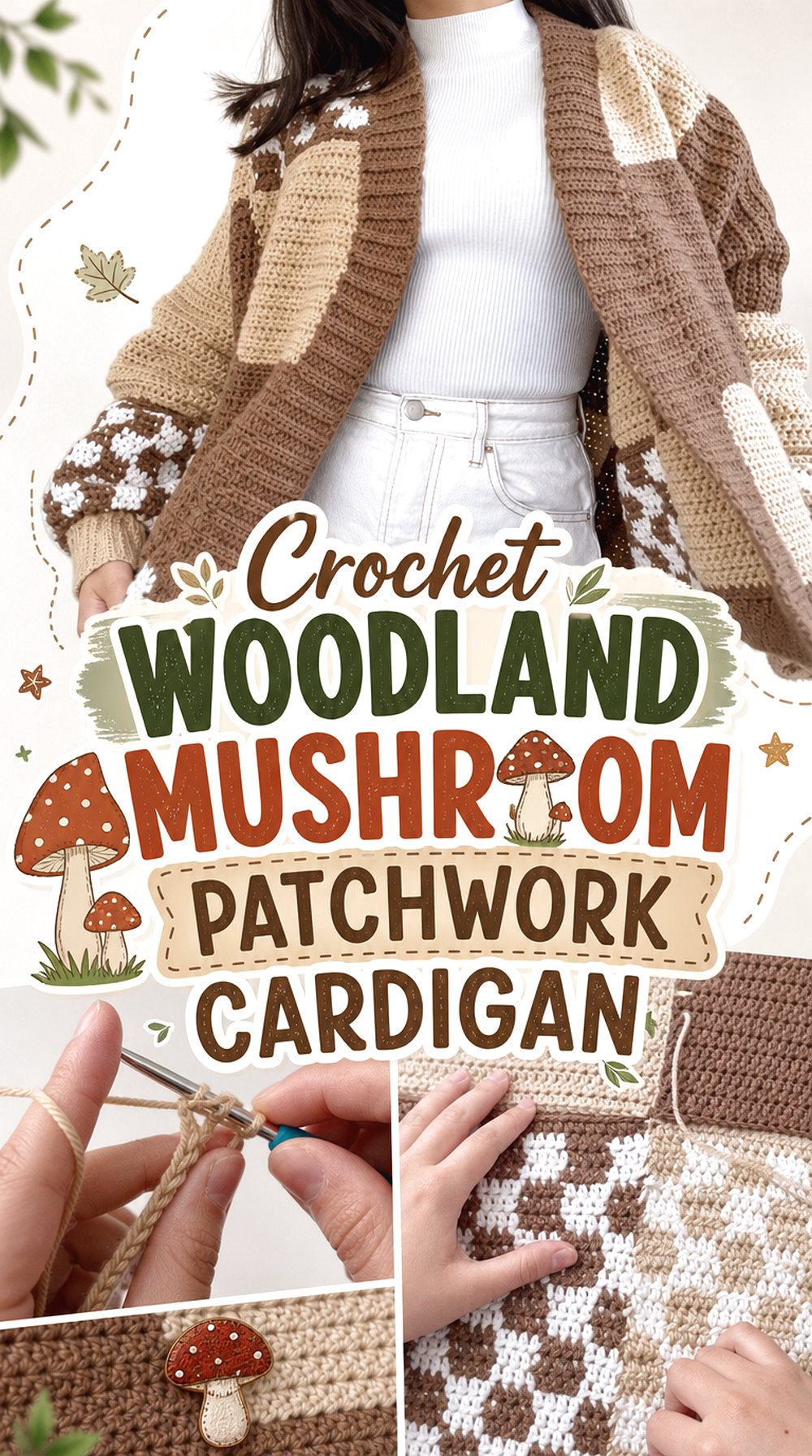 Crochet Woodland Mushroom Patchwork Cardigan