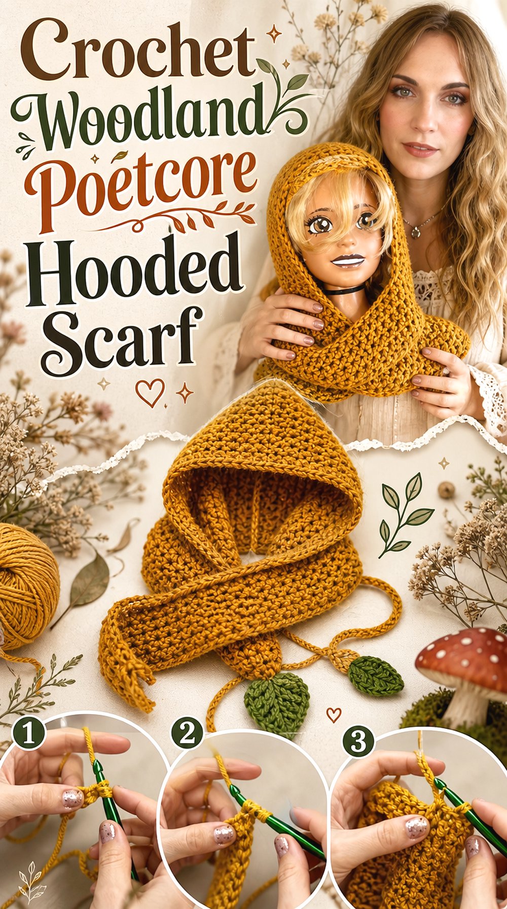 Crochet Woodland Poetcore Hooded Scarf