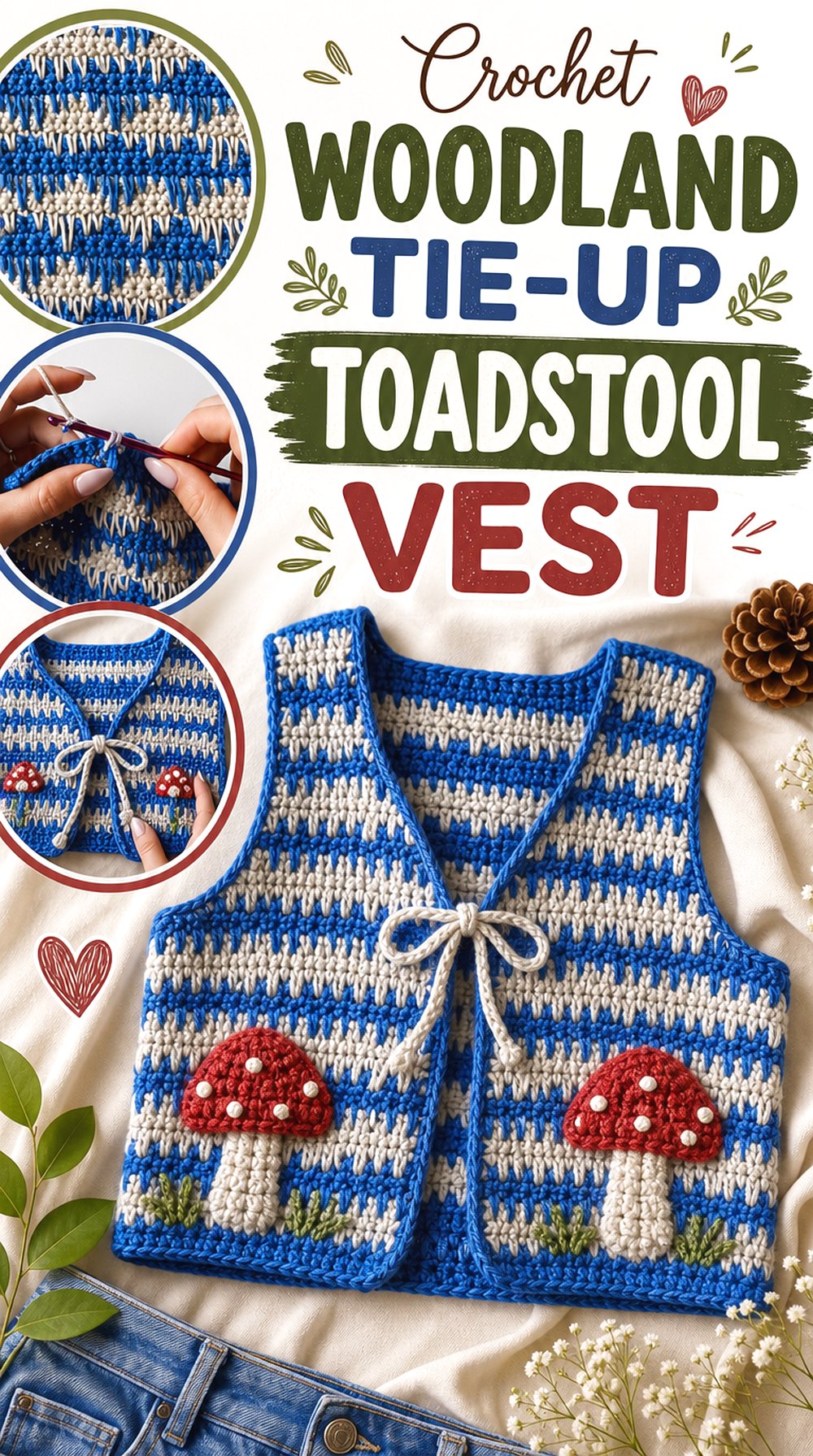 Crochet Woodland Tie Up Toadstool Vest