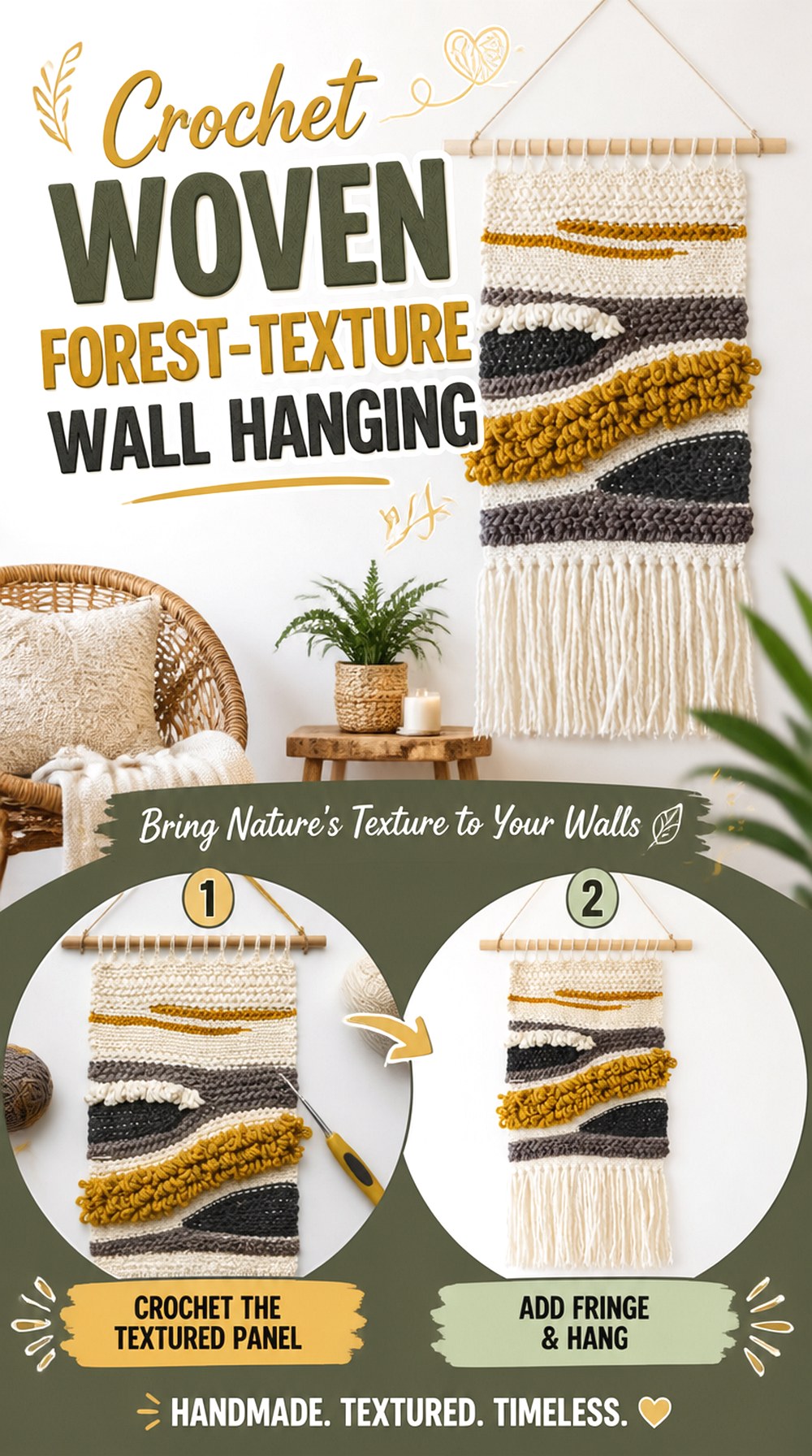 Crochet Woven Forest Texture Wall Hanging