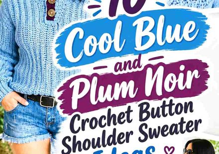 10 Cool Blue and Plum Noir Crochet Button Shoulder Sweater Ideas