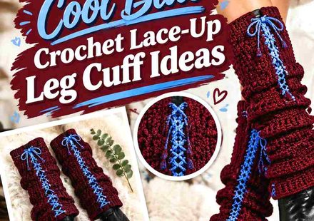 11 Oxblood and Cool Blue Crochet Lace-Up Leg Cuff Ideas