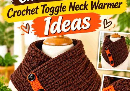 11 Persimmon and Chocolate Brown Crochet Toggle Neck Warmer Ideas