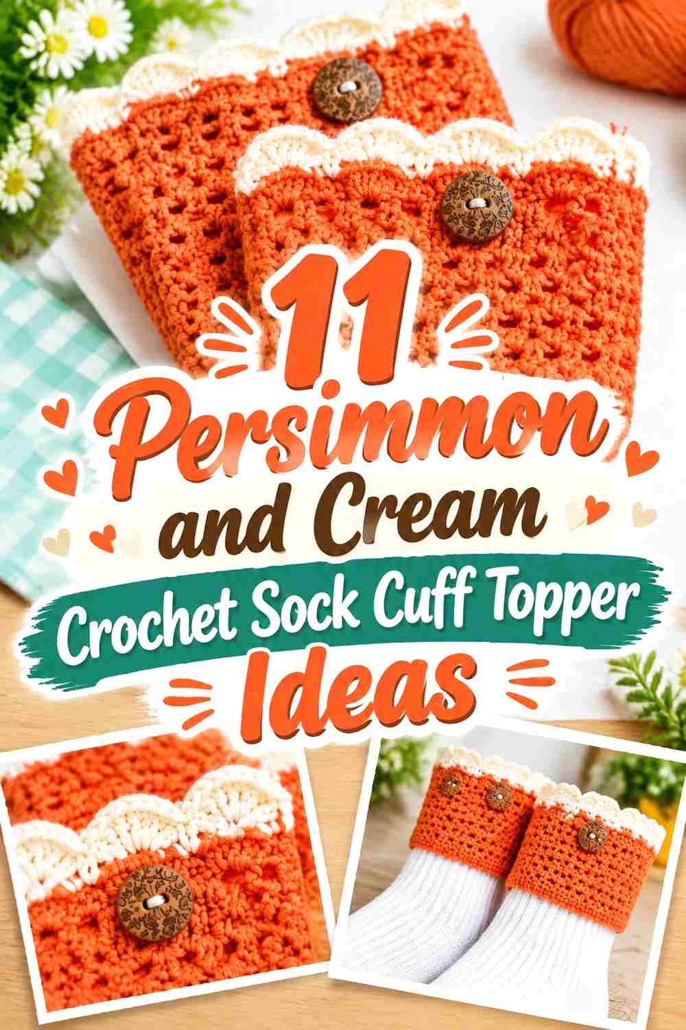 11 Persimmon and Cream Crochet Sock Cuff Topper Ideas