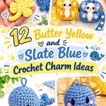 12 Butter Yellow and Slate Blue Crochet Charm Ideas
