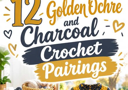 12 Golden Ochre and Charcoal Crochet Pairings