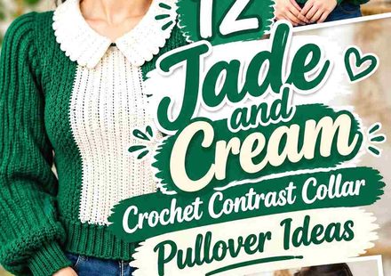12 Jade and Cream Crochet Contrast Collar Pullover Ideas