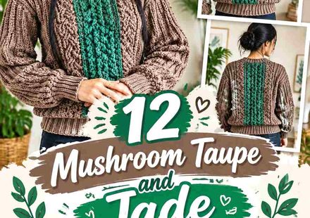 12 Mushroom Taupe and Jade Crochet Fisherman Sweater Ideas
