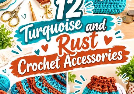 12 Turquoise and Rust Crochet Accessories