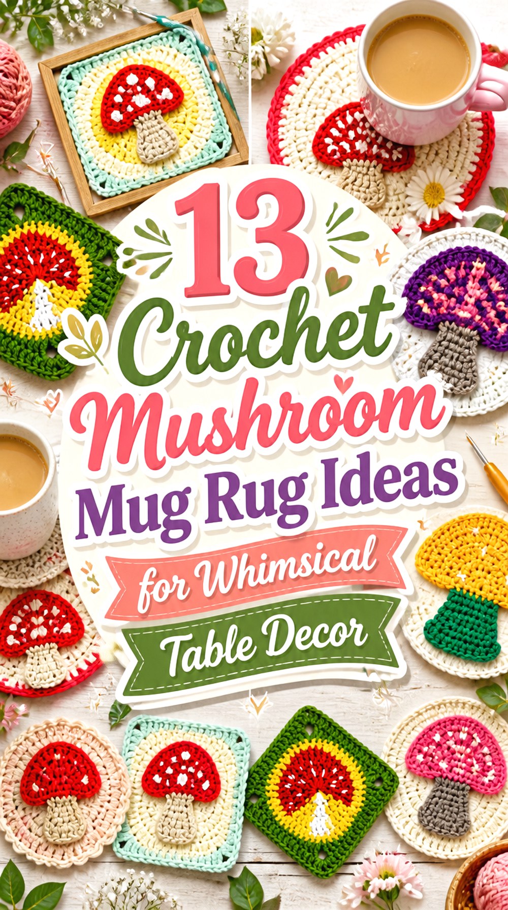 Crochet Mushroom Mug Rug Ideas for Whimsical Table Decor