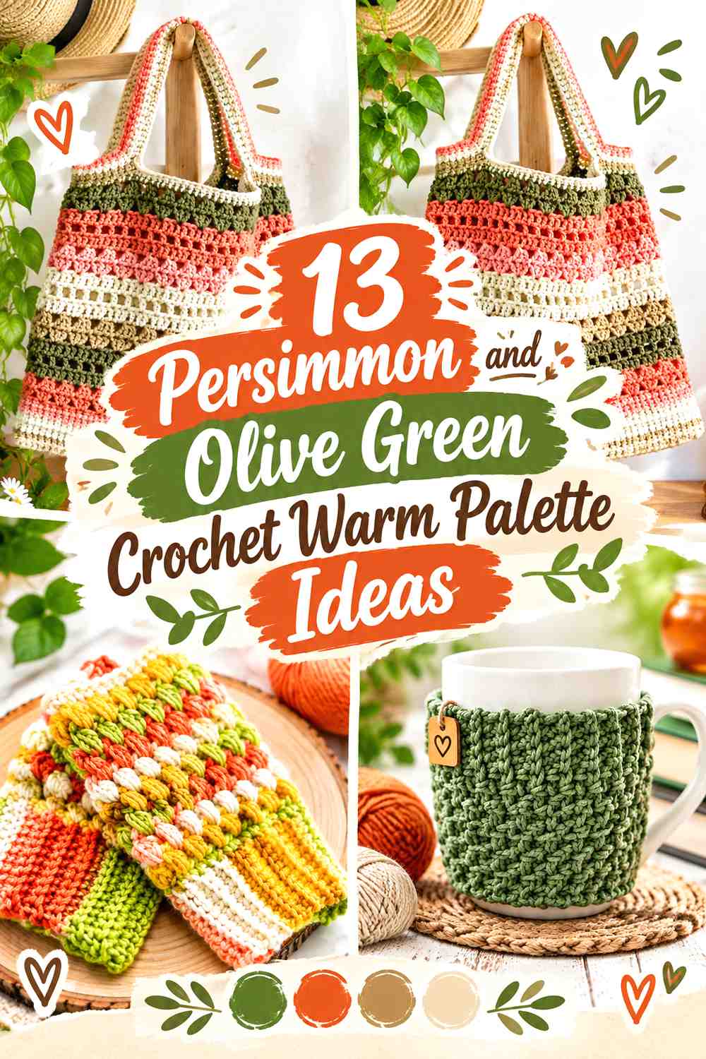 14 Persimmon and Olive Green Crochet Warm Palette Ideas