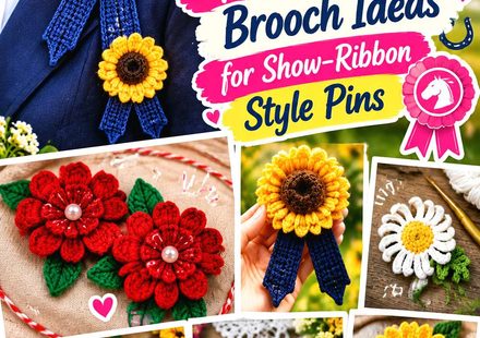 Crochet Equestrian Rosette Brooch Ideas for Show Ribbon Style Pins
