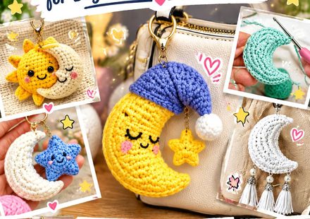 Crochet Moon Bag Charm Ideas for Bags, Backpacks, and Keys