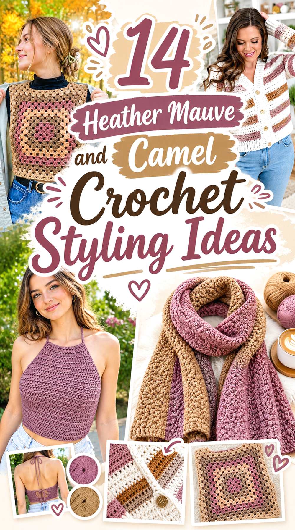 14 Heather Mauve and Camel Crochet Styling Ideas