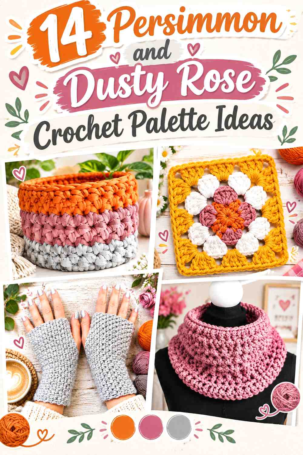 14 Persimmon and Dusty Rose Crochet Palette Ideas